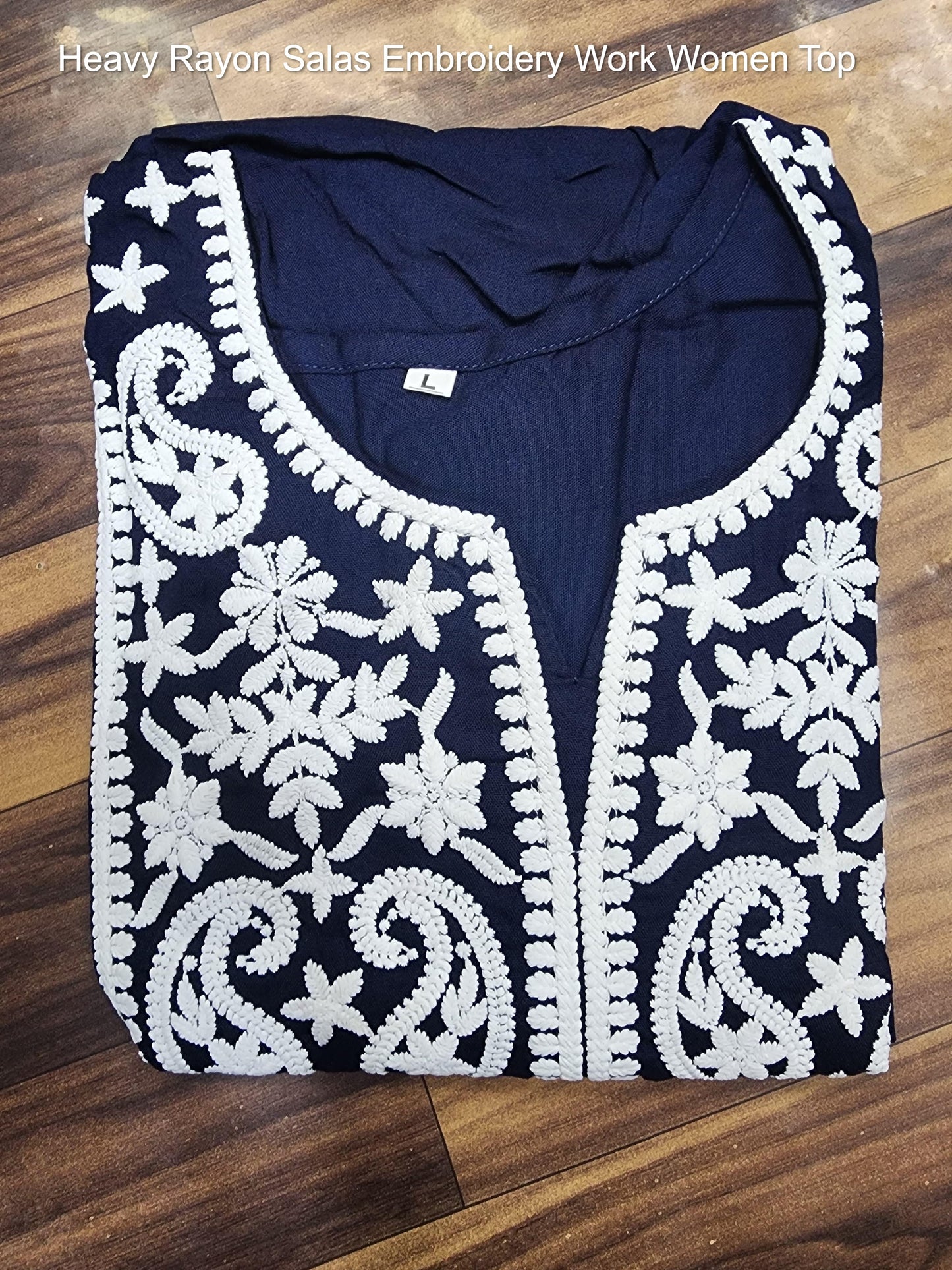 Heavy Rayon Salas Embroidery Work Women Top