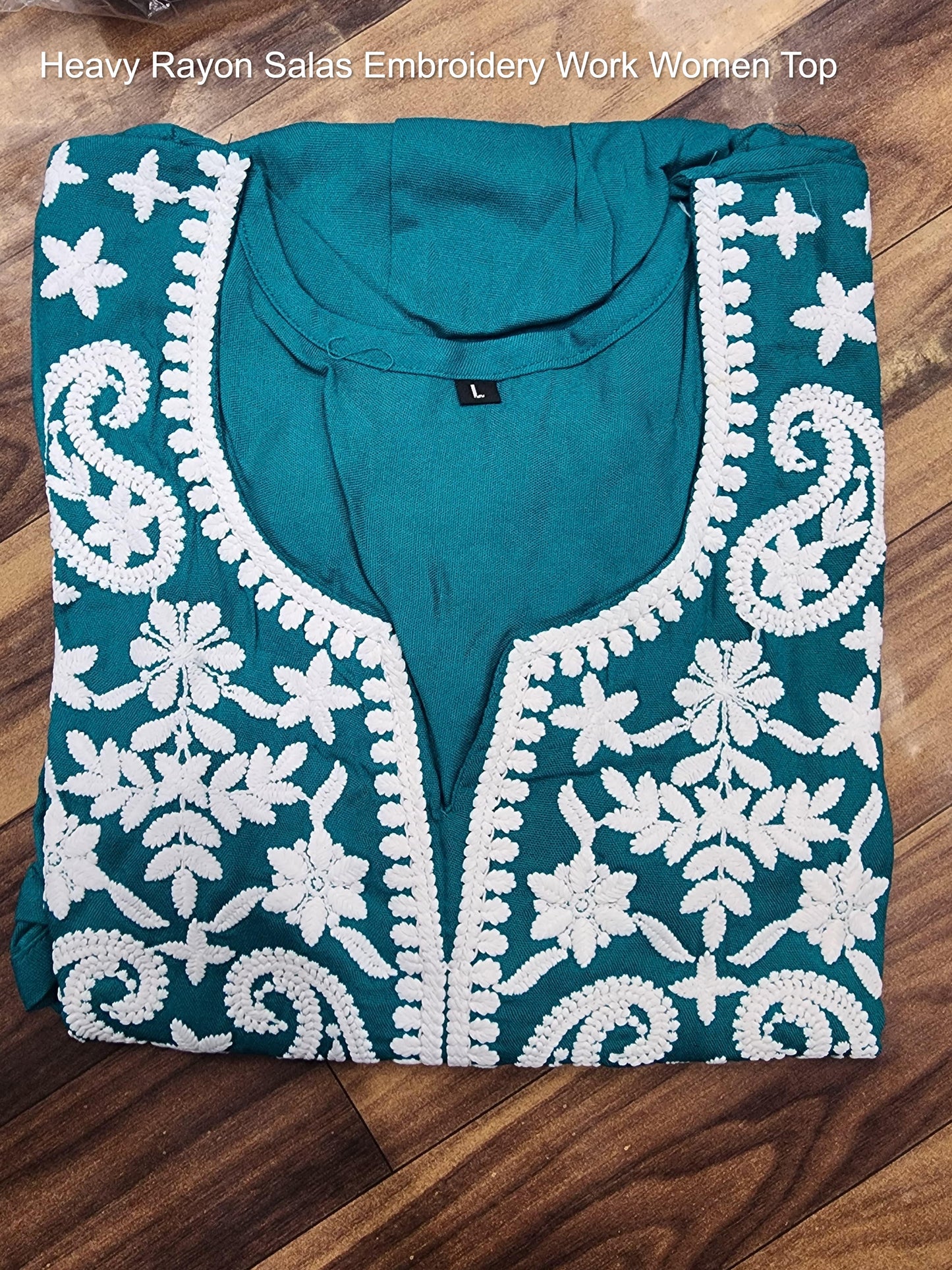 Heavy Rayon Salas Embroidery Work Women Top