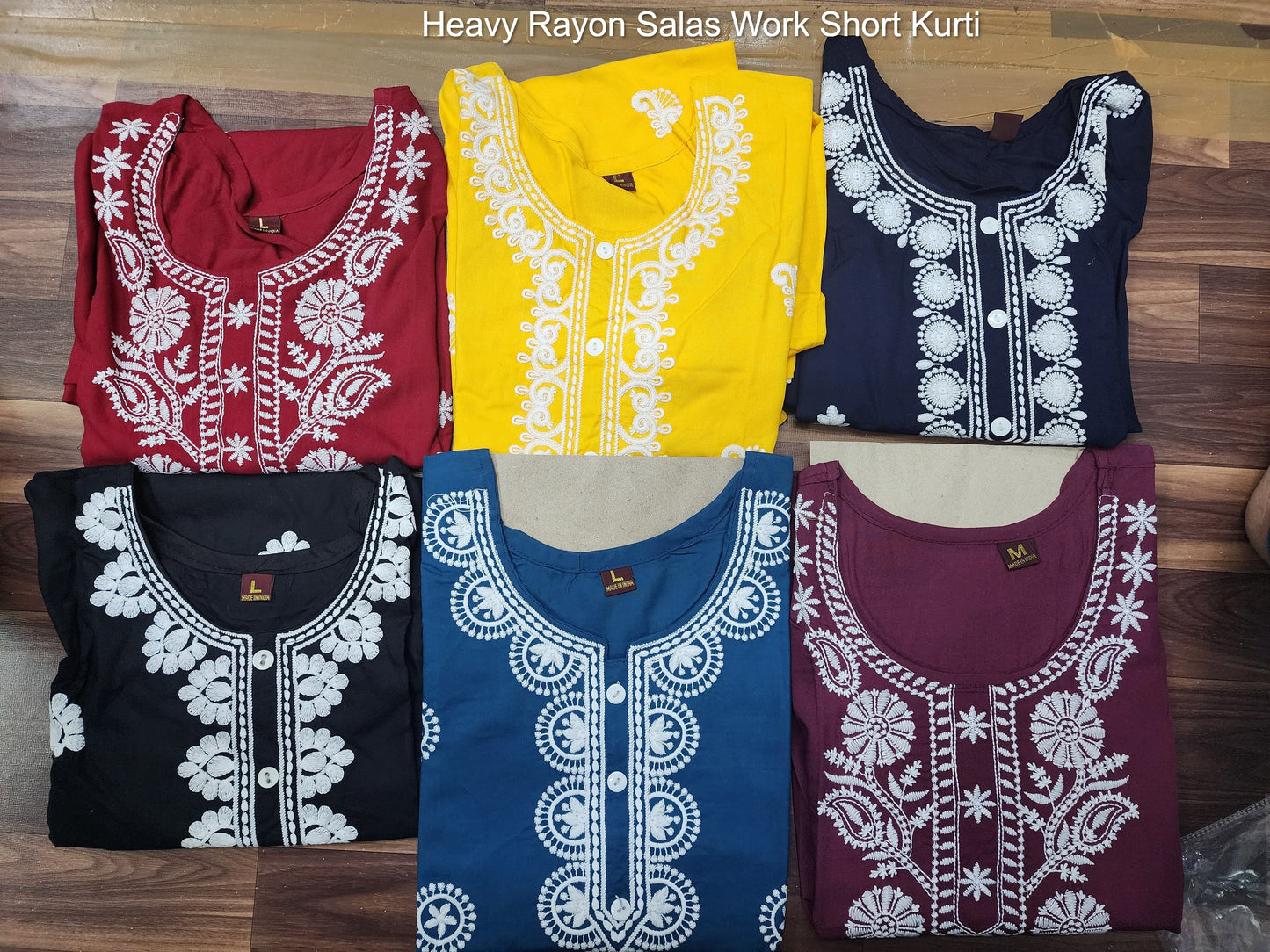 Heavy Rayon Salas Work Short Kurti