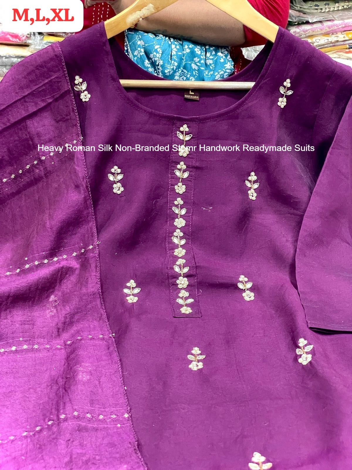 Heavy Roman Silk Non-Branded Stpmr Handwork Readymade Suits