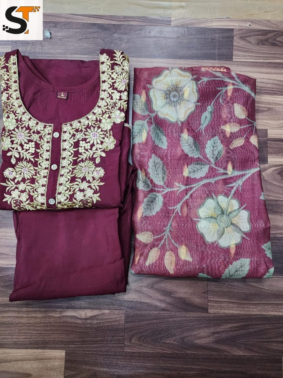 Heavy Roman Silk Salas Embroidery Readymade Suits