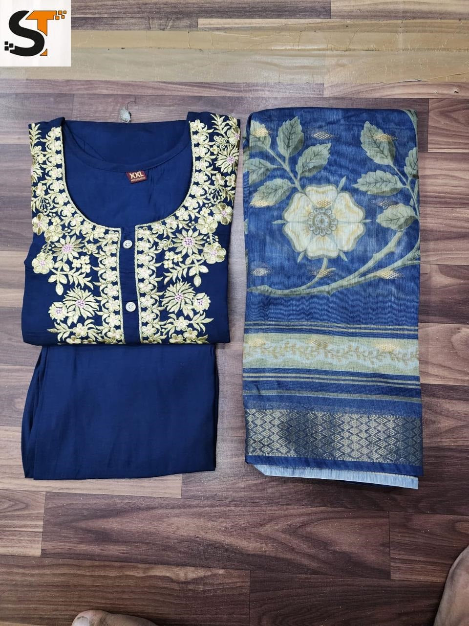 Heavy Roman Silk Salas Embroidery Readymade Suits