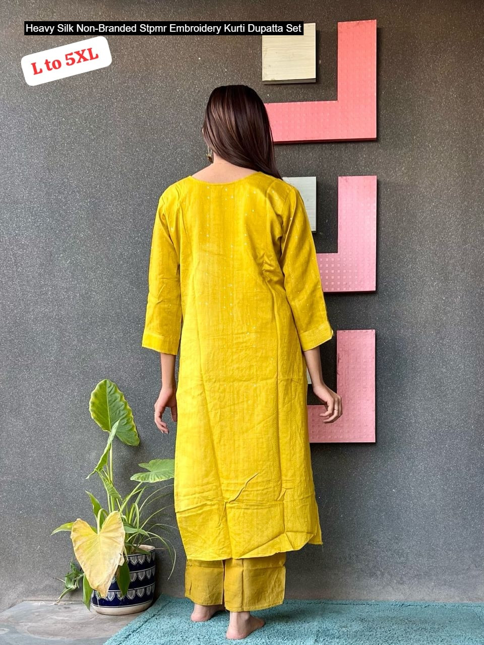 Heavy Silk Non-Branded Stpmr Embroidery Kurti Dupatta Set
