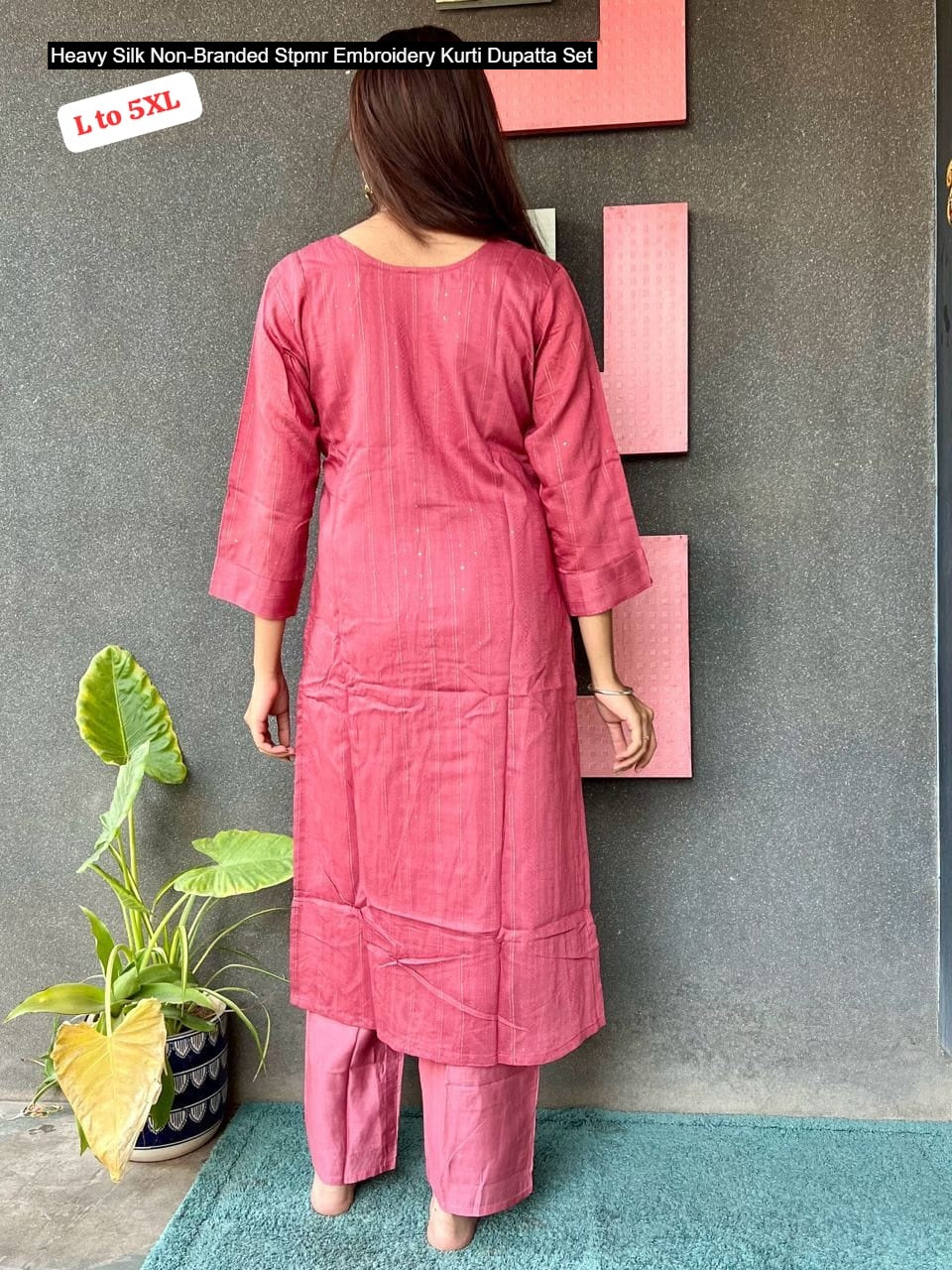Heavy Silk Non-Branded Stpmr Embroidery Kurti Dupatta Set