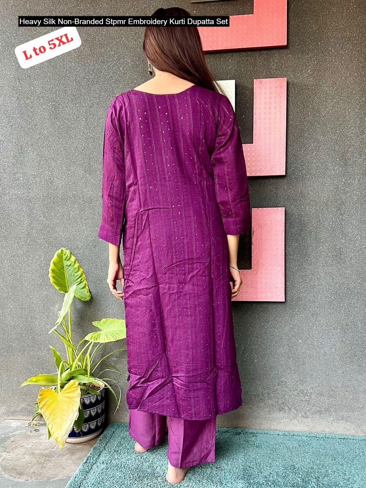Heavy Silk Non-Branded Stpmr Embroidery Kurti Dupatta Set