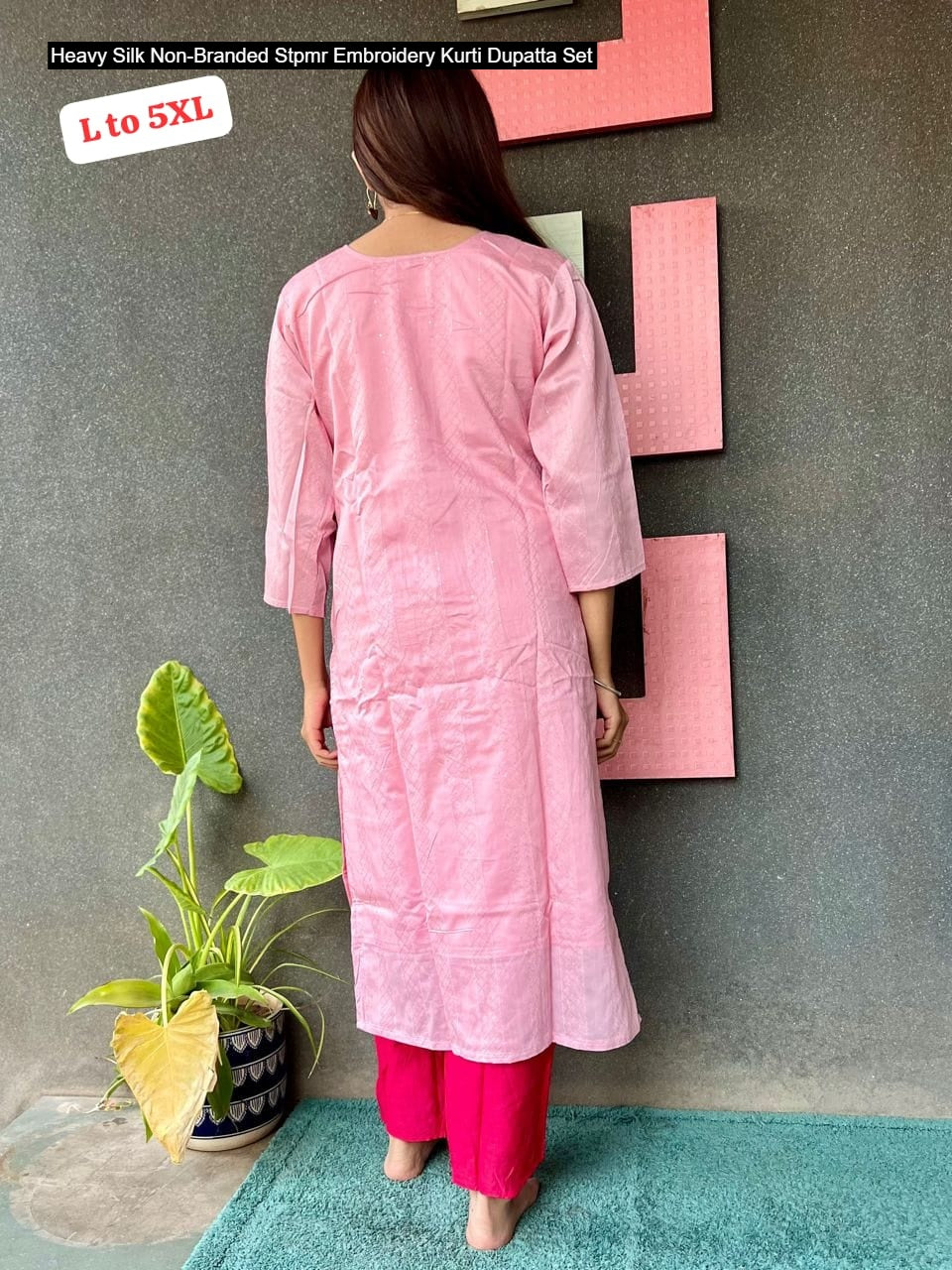 Heavy Silk Non-Branded Stpmr Embroidery Kurti Dupatta Set