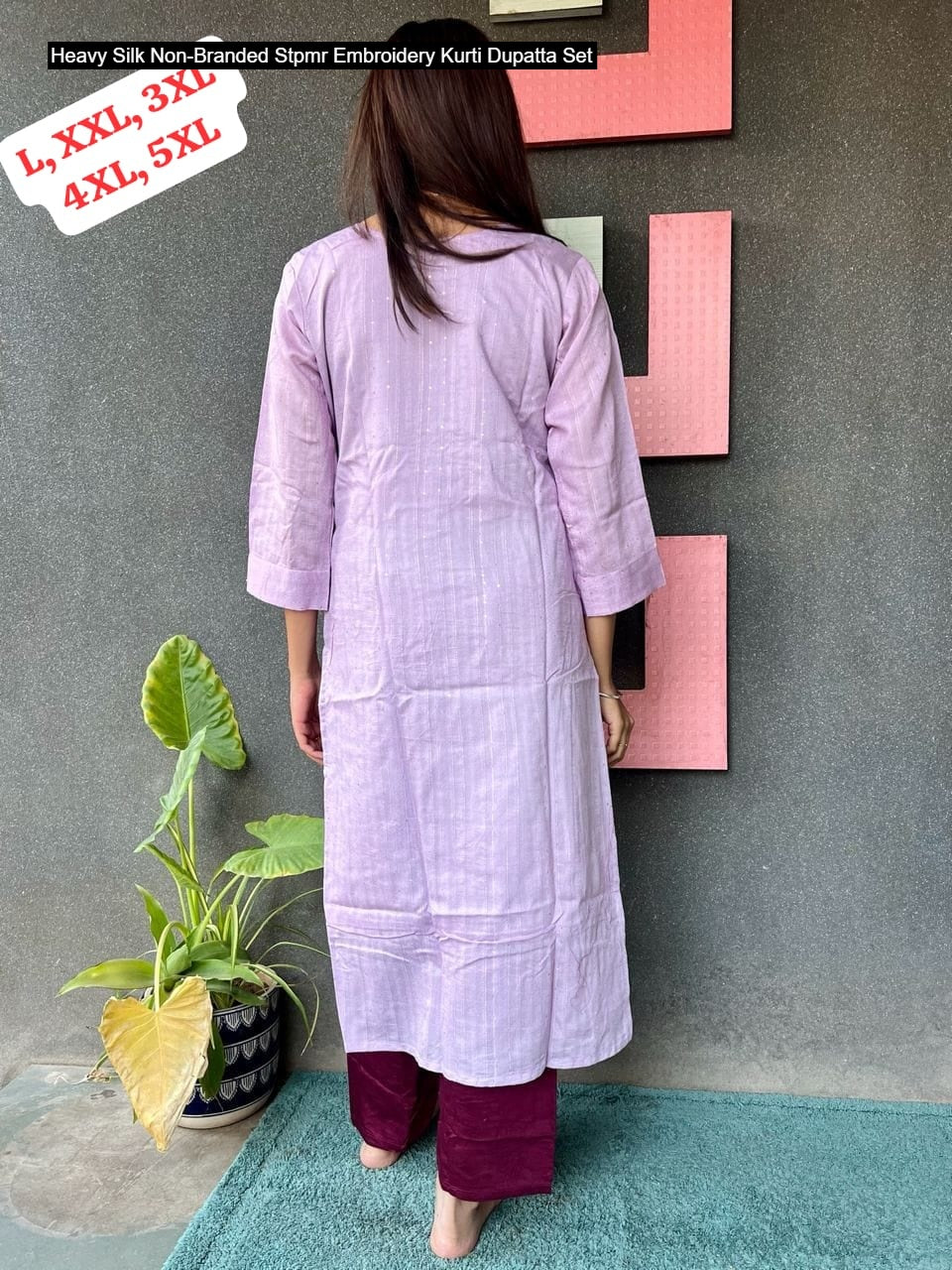 Heavy Silk Non-Branded Stpmr Embroidery Kurti Dupatta Set
