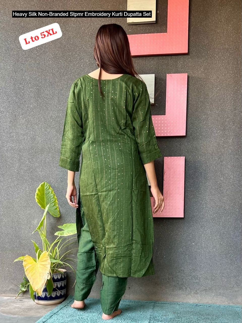 Heavy Silk Non-Branded Stpmr Embroidery Kurti Dupatta Set
