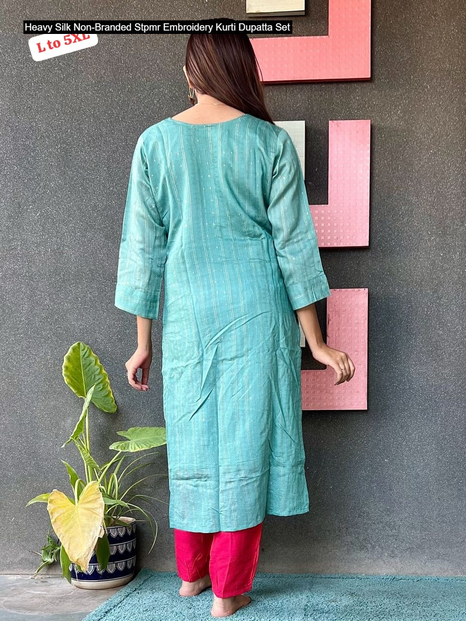 Heavy Silk Non-Branded Stpmr Embroidery Kurti Dupatta Set