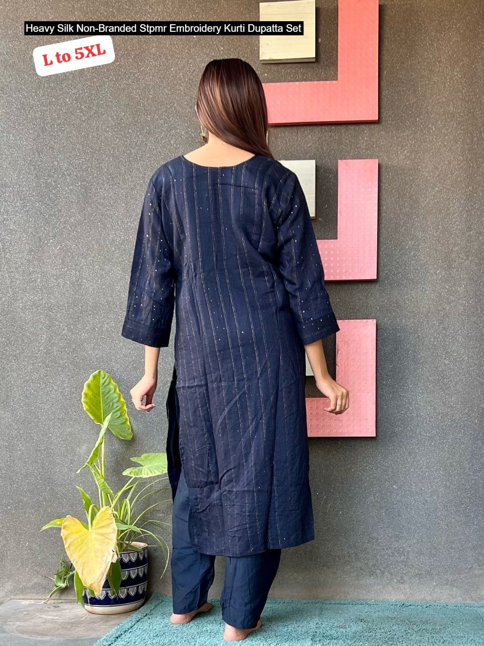 Heavy Silk Non-Branded Stpmr Embroidery Kurti Dupatta Set