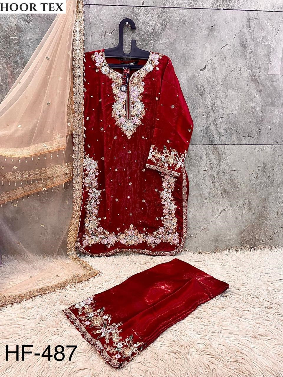 Hf-487-A Hoor Tex Jimmy Choo Pakistani Readymade Suits