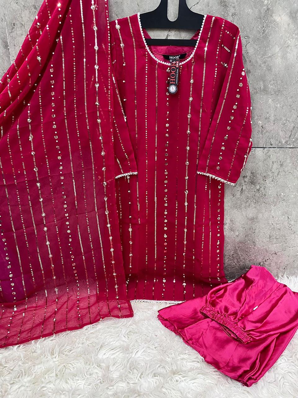 Hf-67D Hoor Tex Georgette Pakistani Readymade Suits