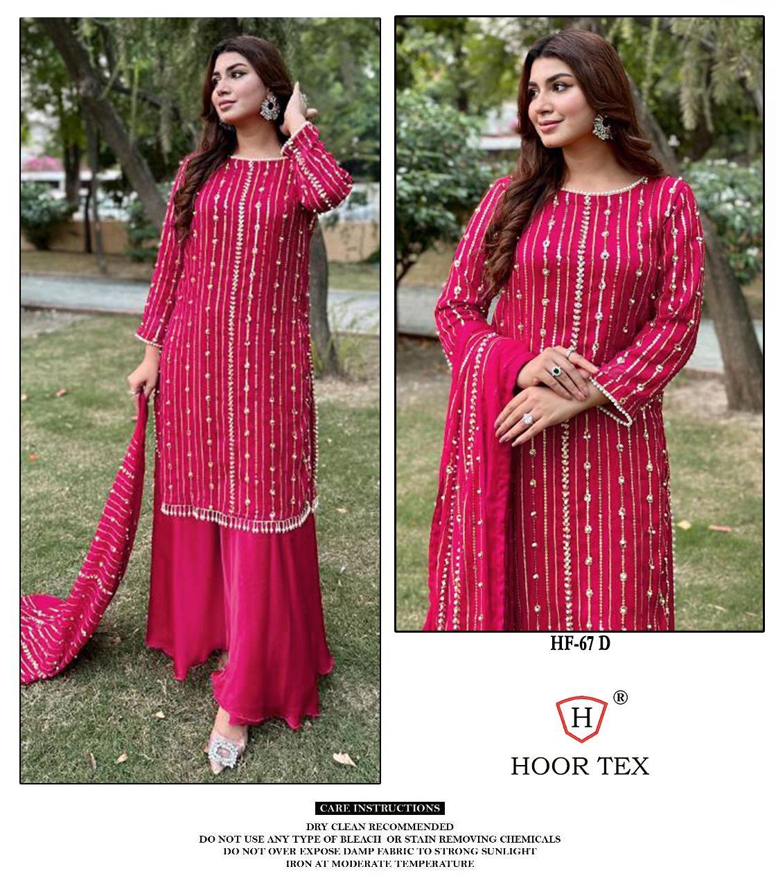 Hf-67D Hoor Tex Georgette Pakistani Readymade Suits