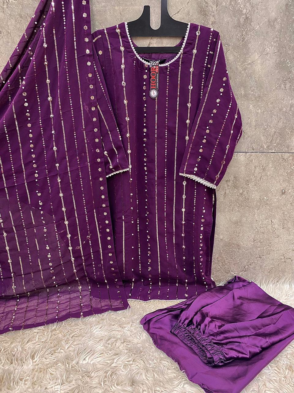 Hf-67D Hoor Tex Georgette Pakistani Readymade Suits