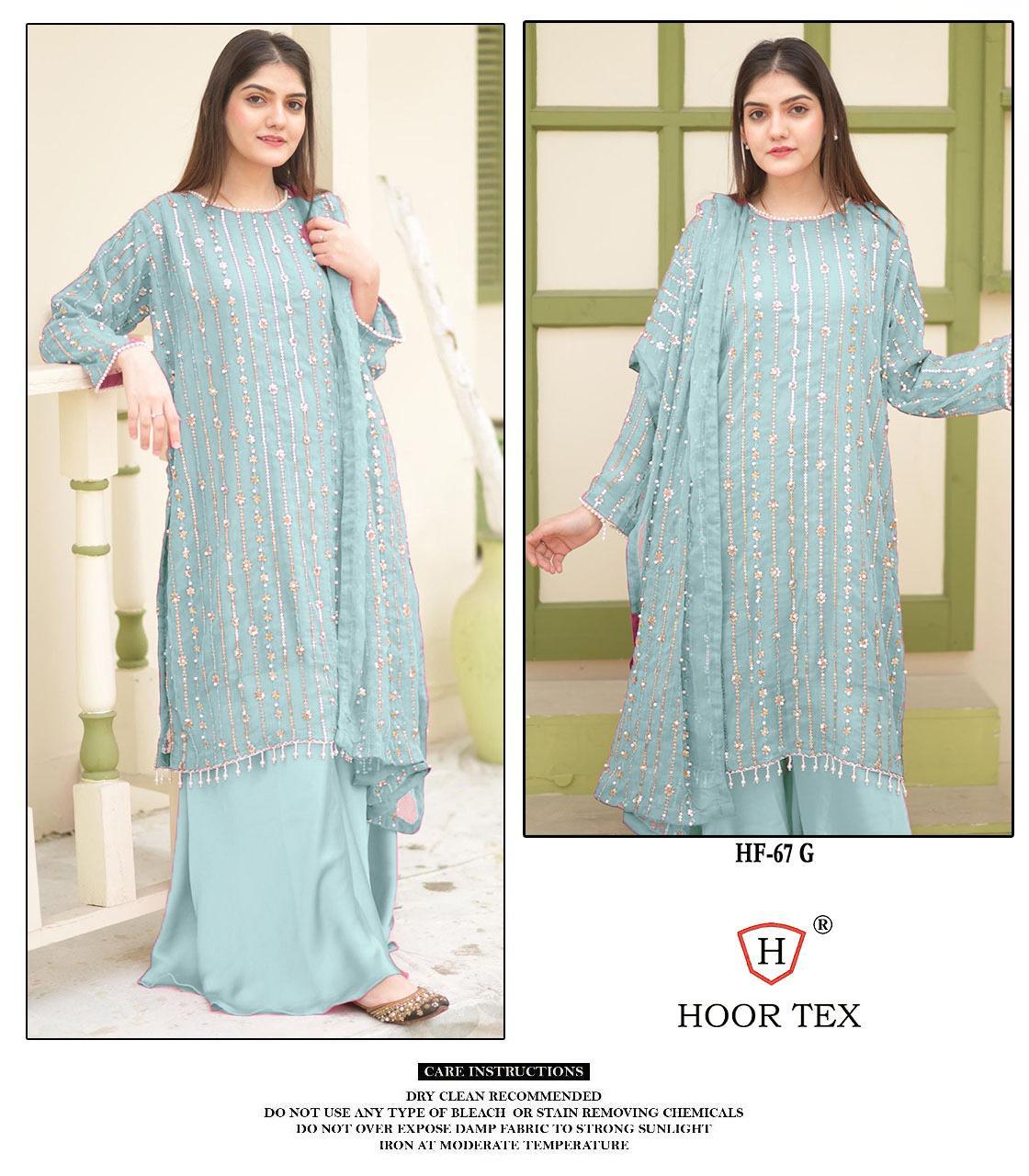 Hf-67G Hoor Tex Georgette Pakistani Readymade Suits
