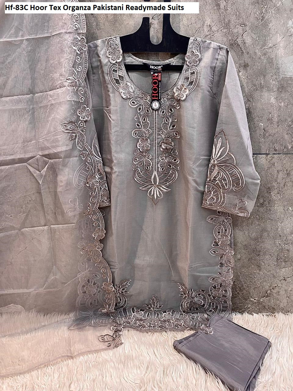 Hf-83C Hoor Tex Organza Pakistani Readymade Suits