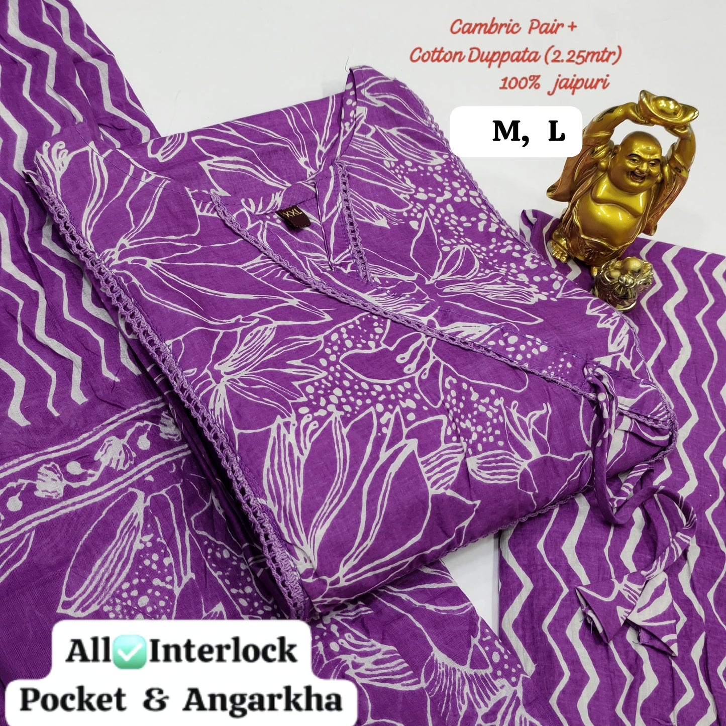 Hi V Neck Non-Branded Stpmr Cotton Readymade Suits