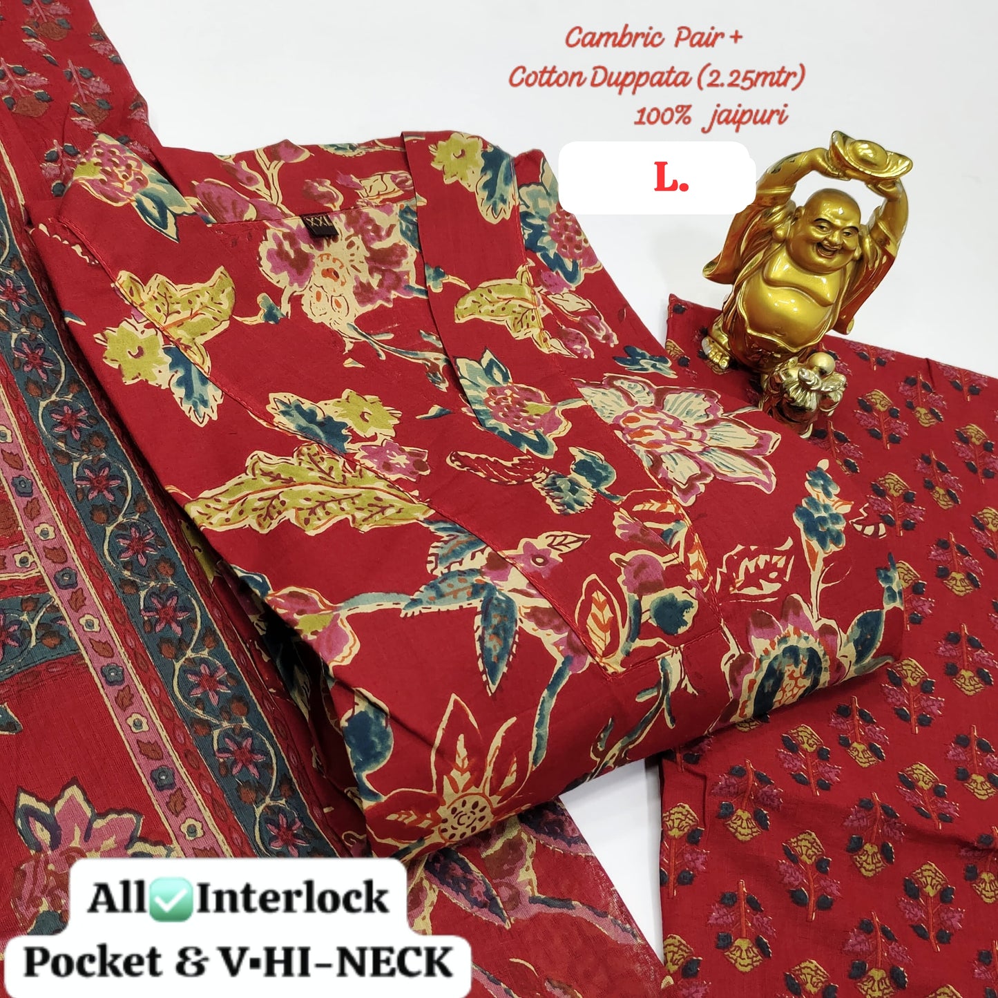 Hi V Neck Non-Branded Stpmr Cotton Readymade Suits