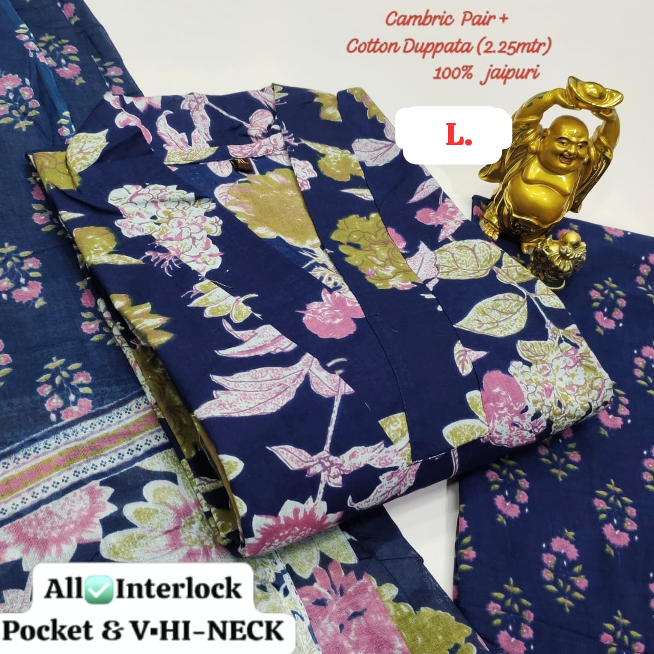 Hi V Neck Non-Branded Stpmr Cotton Readymade Suits
