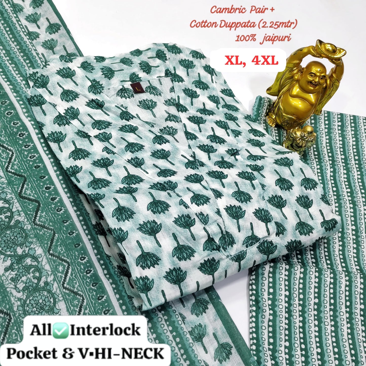 Hi V Neck Non-Branded Stpmr Cotton Readymade Suits