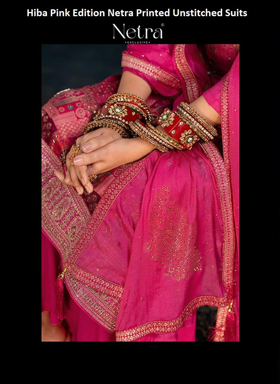 Hiba Pink Edition Netra Printed Unstitched Suits