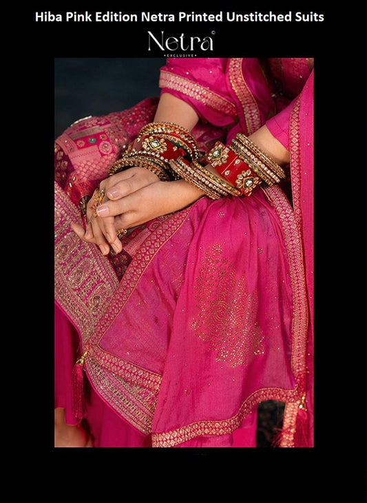 Hiba Pink Edition Netra Printed Unstitched Suits