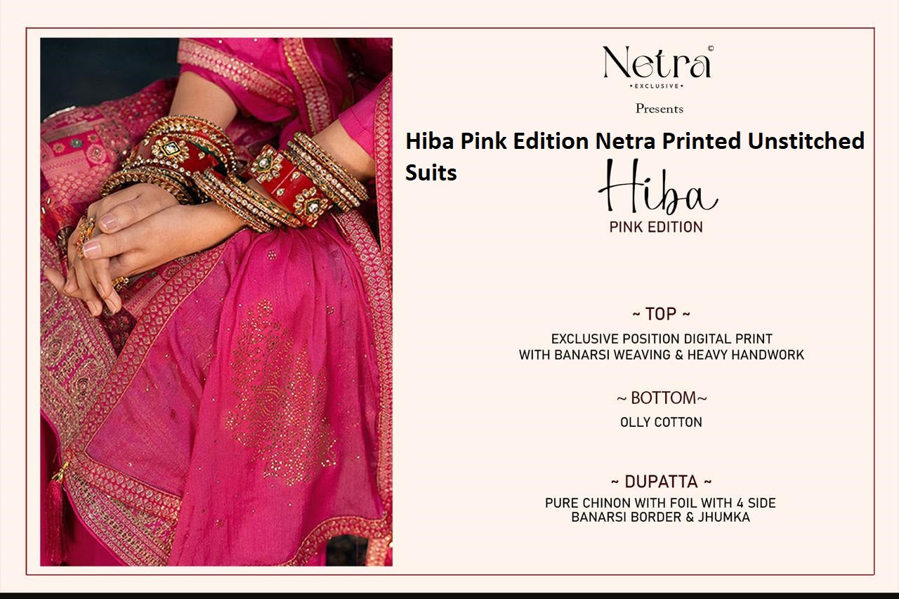 Hiba Pink Edition Netra Printed Unstitched Suits