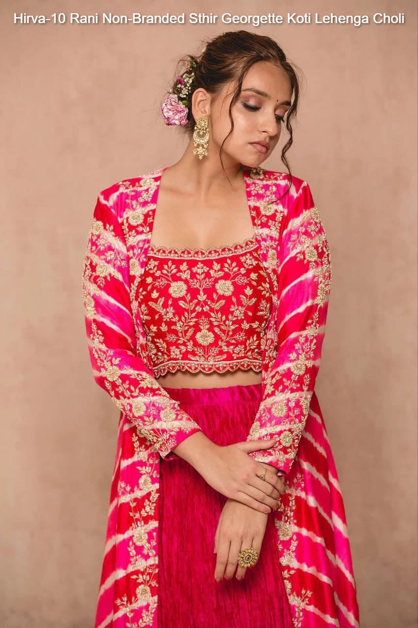 Hirva-10 Rani Non-Branded Sthir Georgette Koti Lehenga Choli