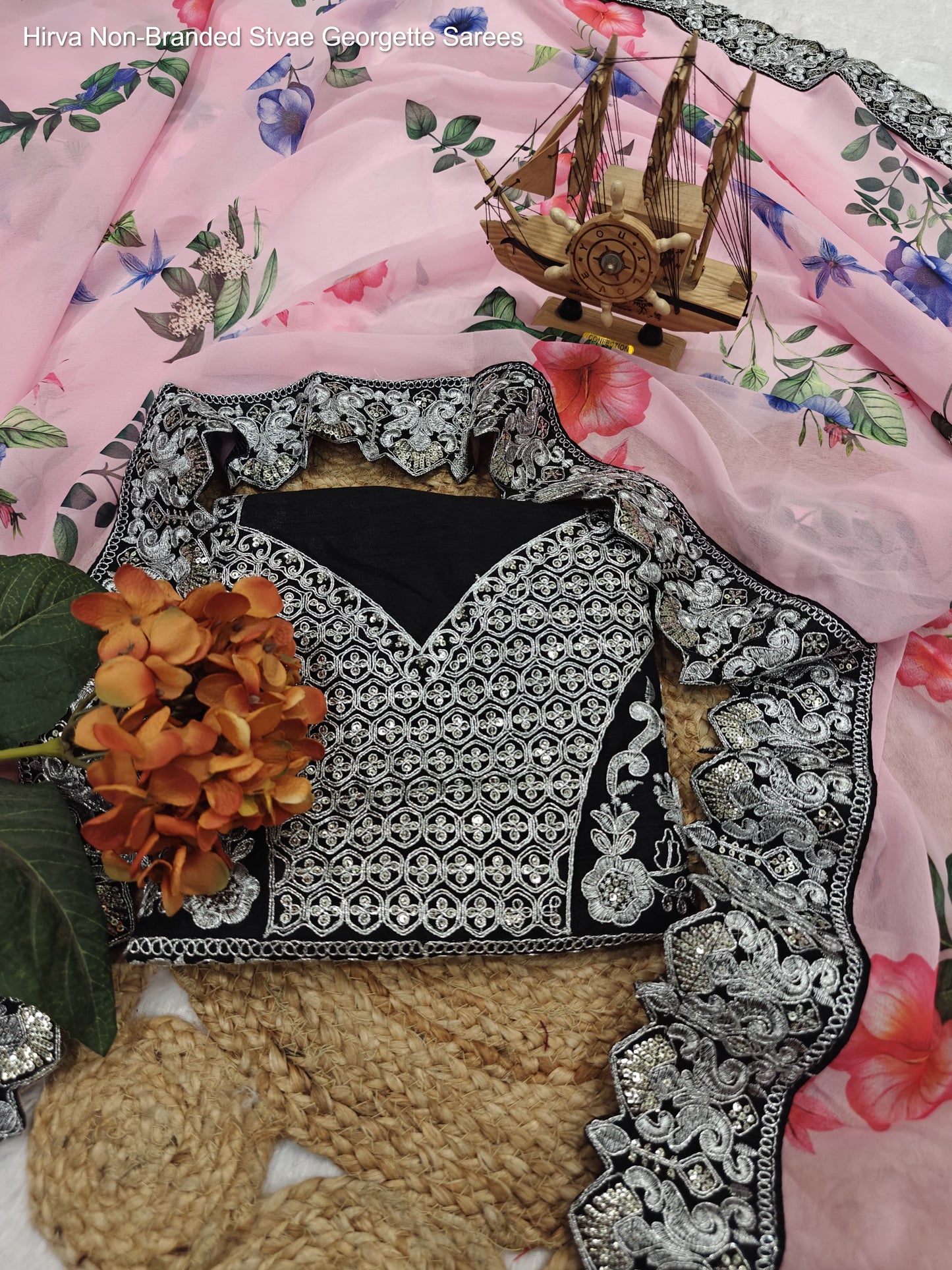 Hirva Non-Branded Stvae Georgette Sarees