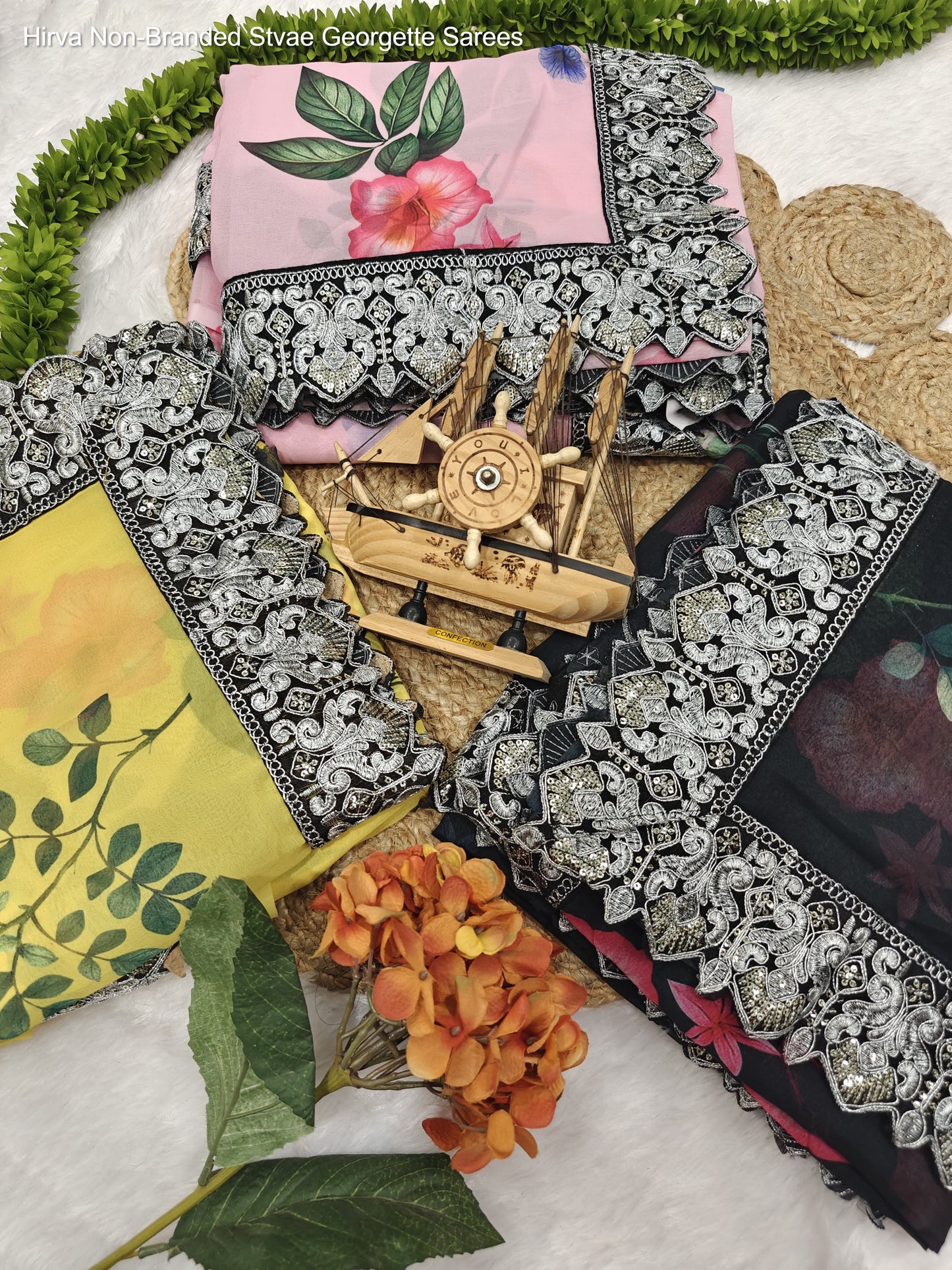 Hirva Non-Branded Stvae Georgette Sarees