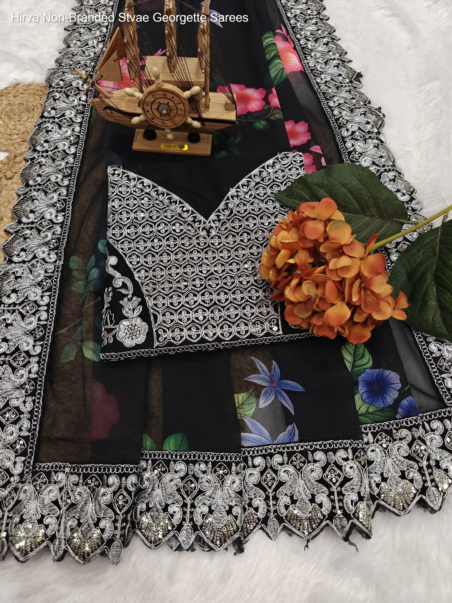 Hirva Non-Branded Stvae Georgette Sarees