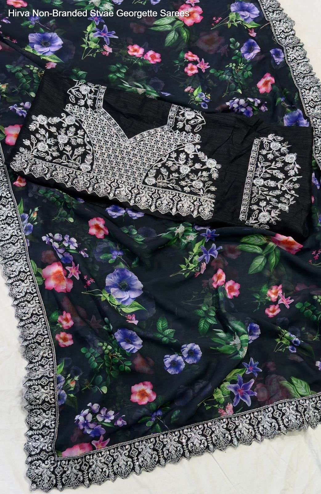 Hirva Non-Branded Stvae Georgette Sarees