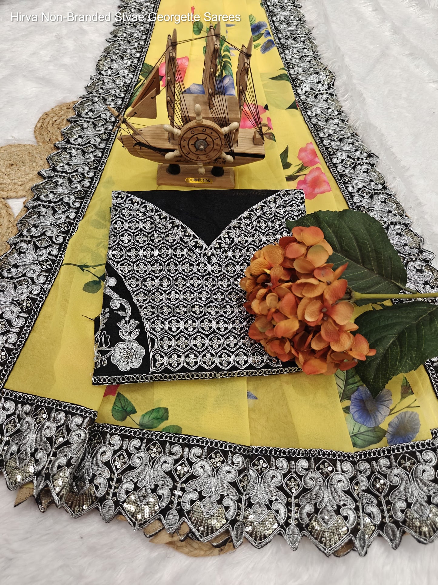 Hirva Non-Branded Stvae Georgette Sarees