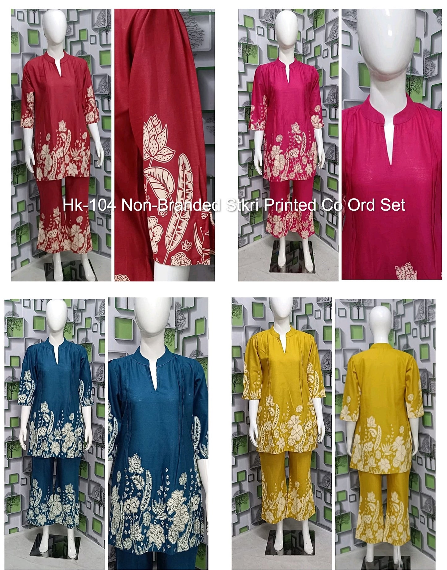 Hk-104 Non-Branded Stkri Printed Co Ord Set