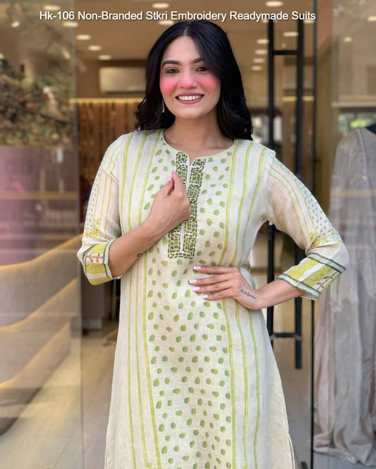 Hk-106 Non-Branded Stkri Embroidery Readymade Suits