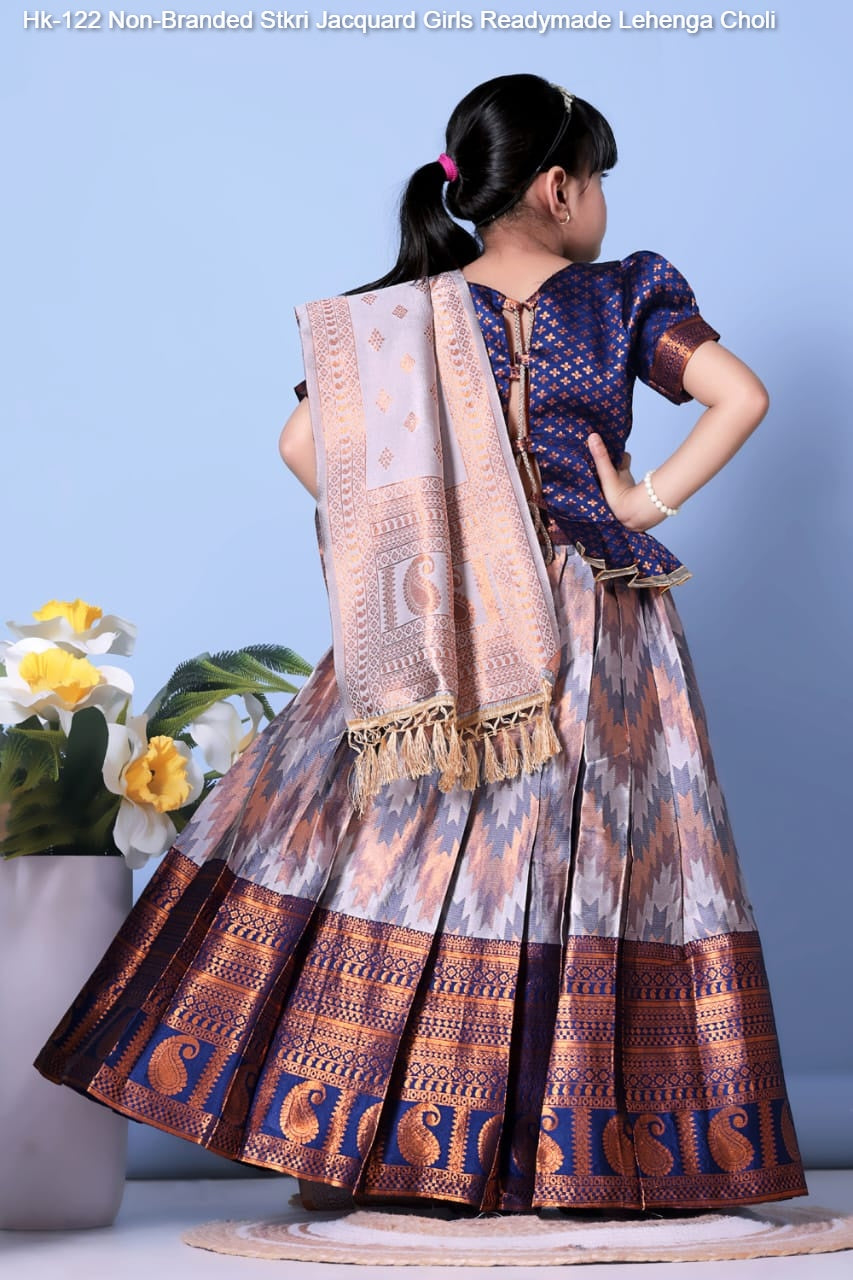 Hk-122 Non-Branded Stkri Jacquard Girls Readymade Lehenga Choli