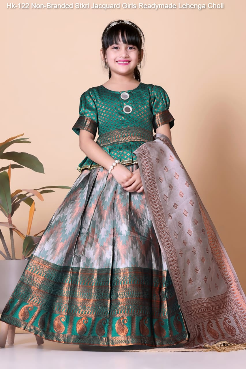 Hk-122 Non-Branded Stkri Jacquard Girls Readymade Lehenga Choli