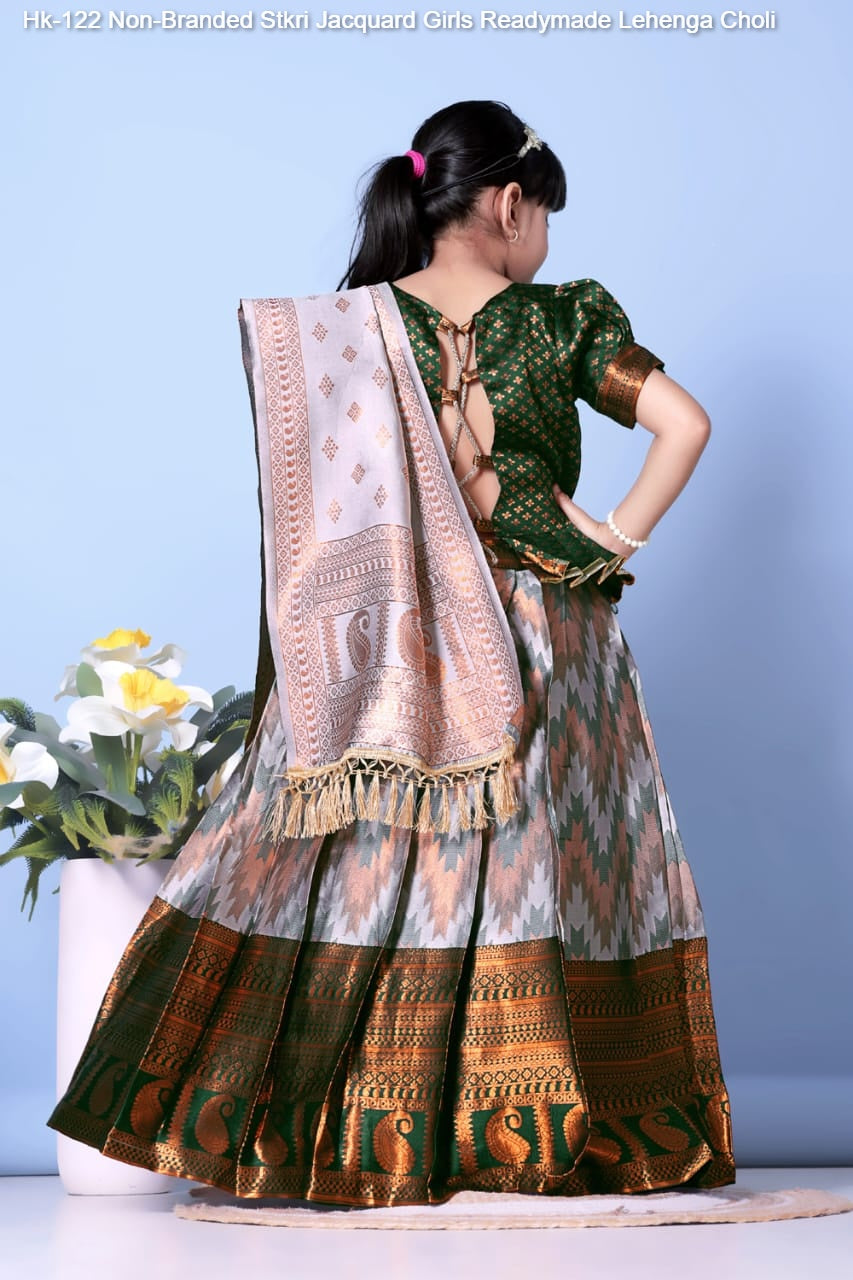 Hk-122 Non-Branded Stkri Jacquard Girls Readymade Lehenga Choli