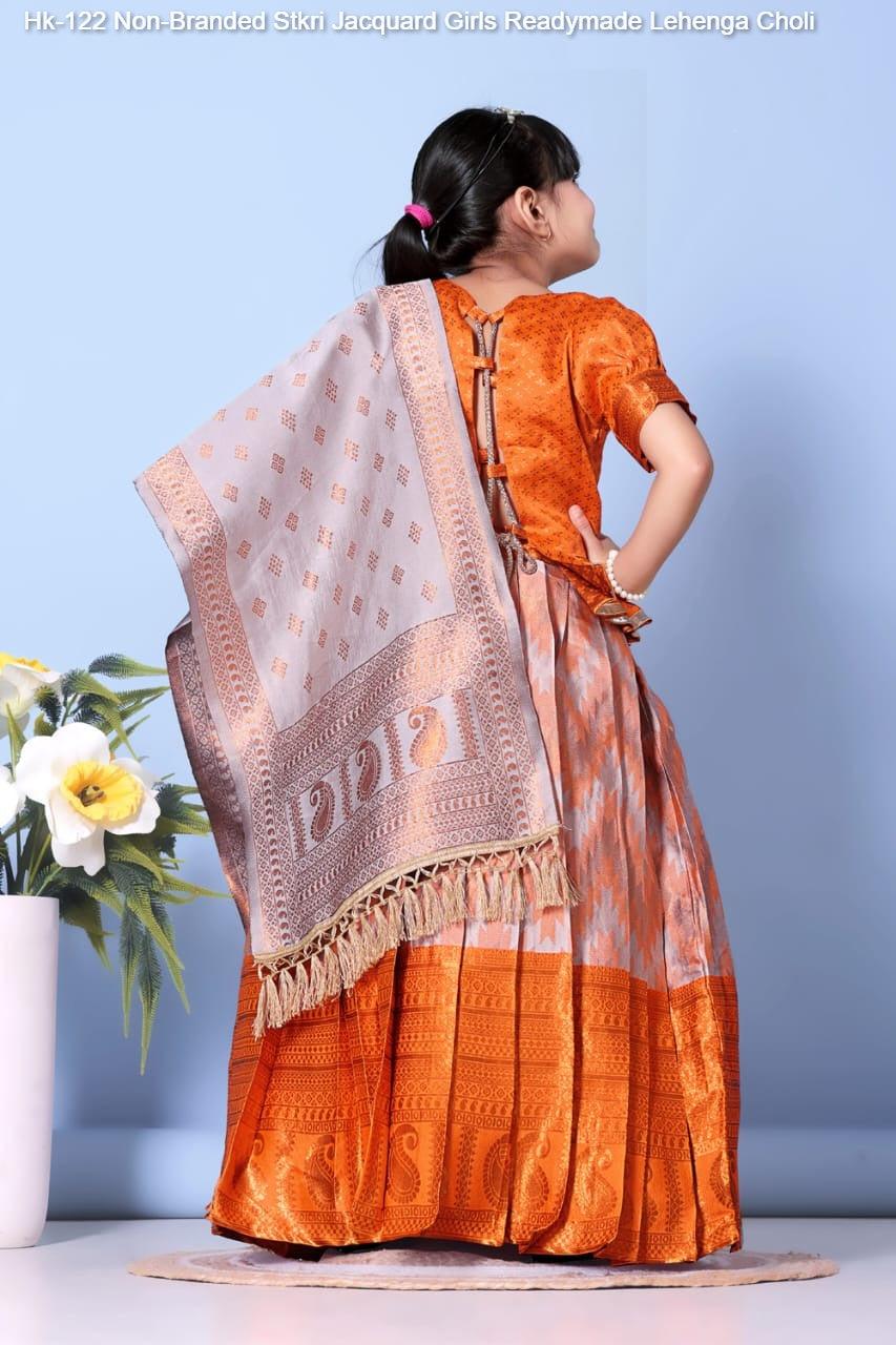 Hk-122 Non-Branded Stkri Jacquard Girls Readymade Lehenga Choli
