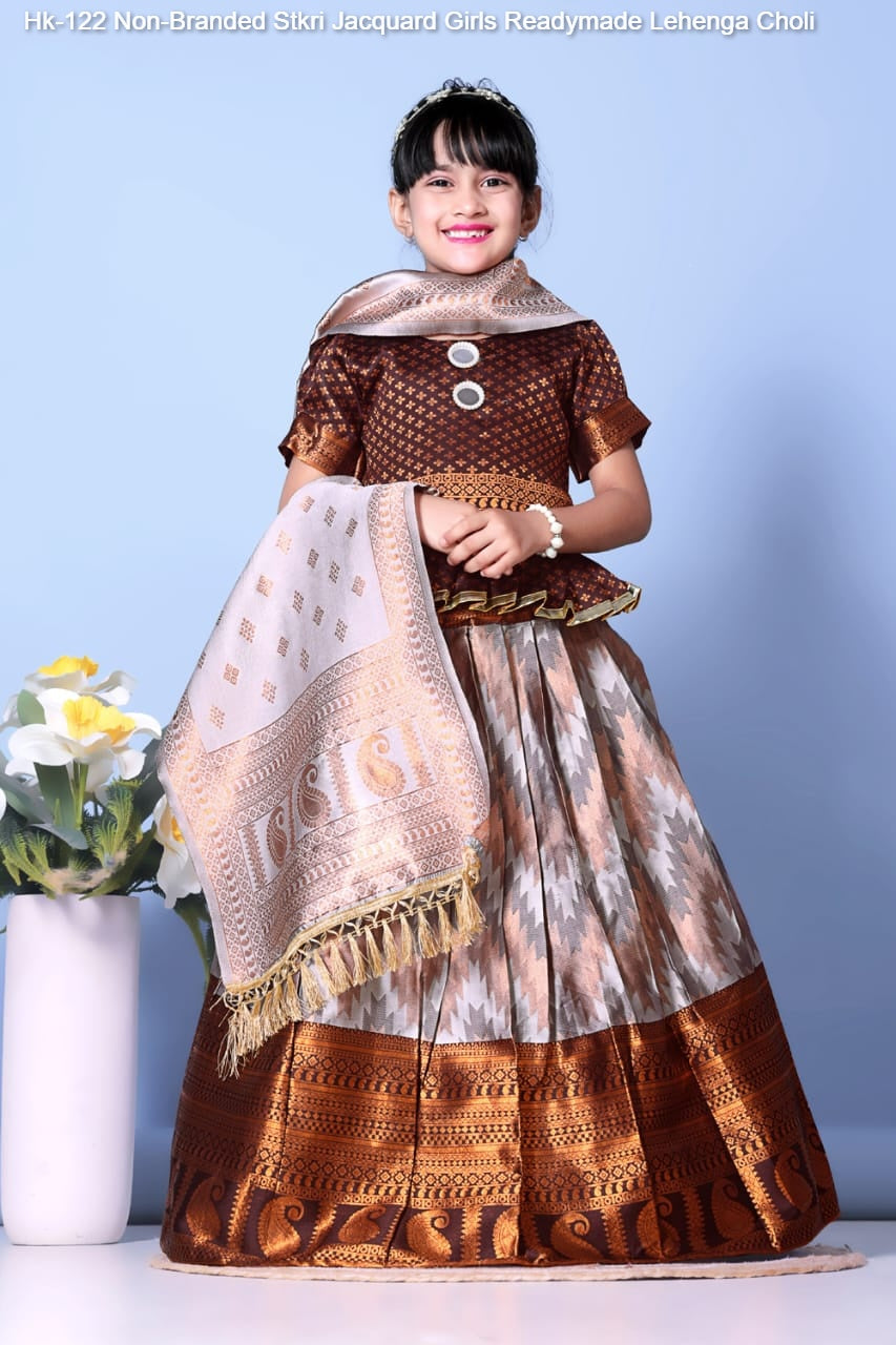 Hk-122 Non-Branded Stkri Jacquard Girls Readymade Lehenga Choli