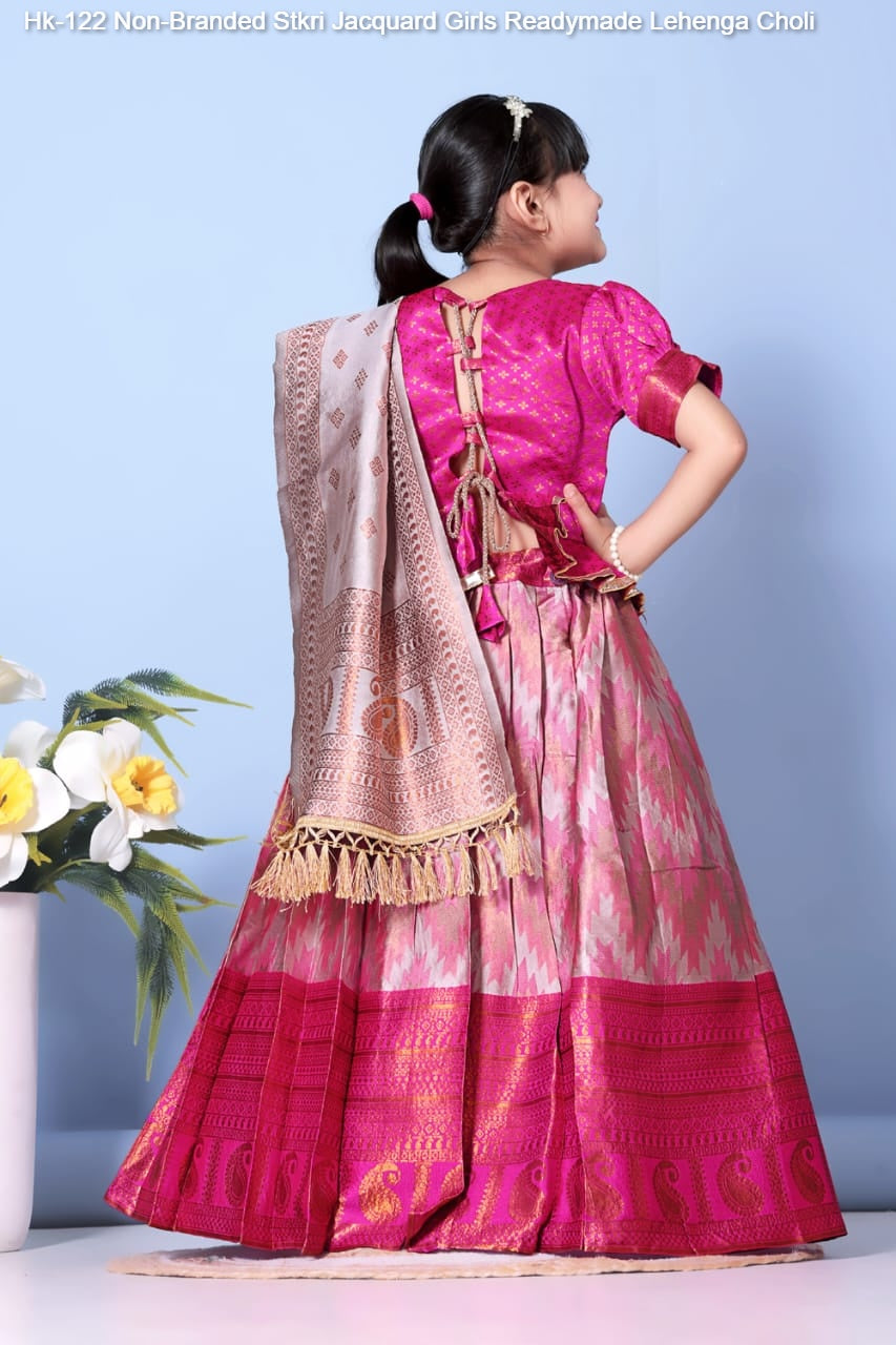 Hk-122 Non-Branded Stkri Jacquard Girls Readymade Lehenga Choli