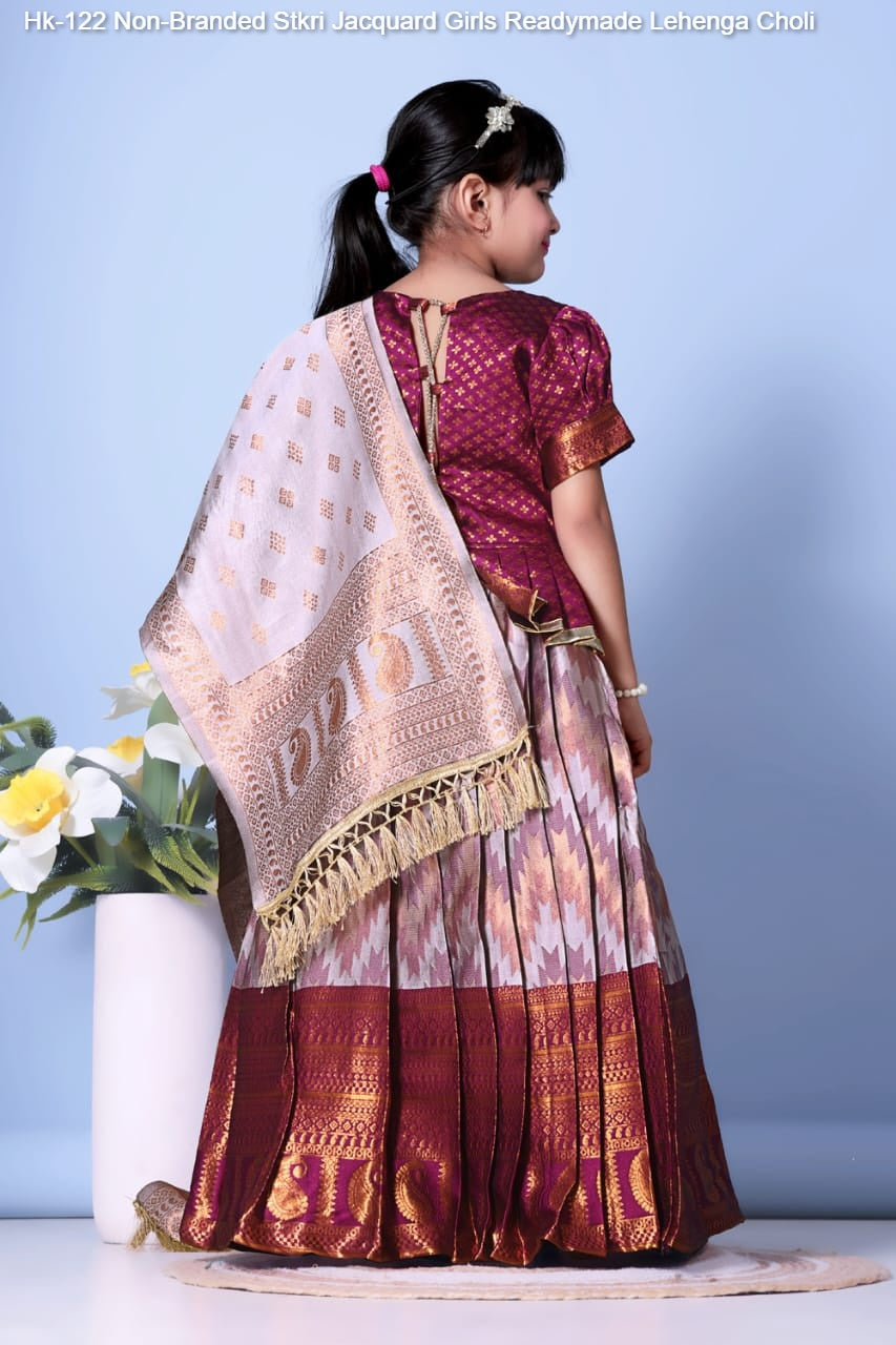 Hk-122 Non-Branded Stkri Jacquard Girls Readymade Lehenga Choli