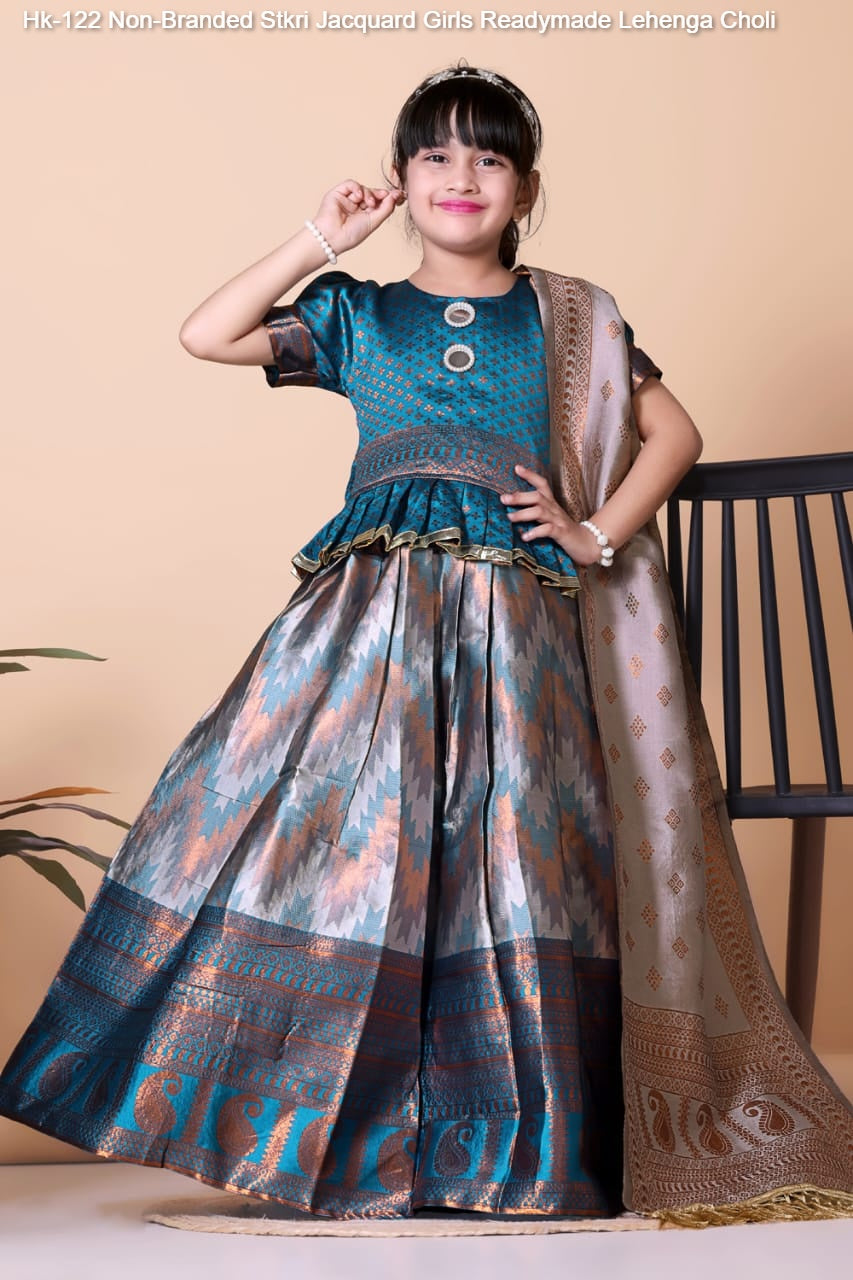 Hk-122 Non-Branded Stkri Jacquard Girls Readymade Lehenga Choli