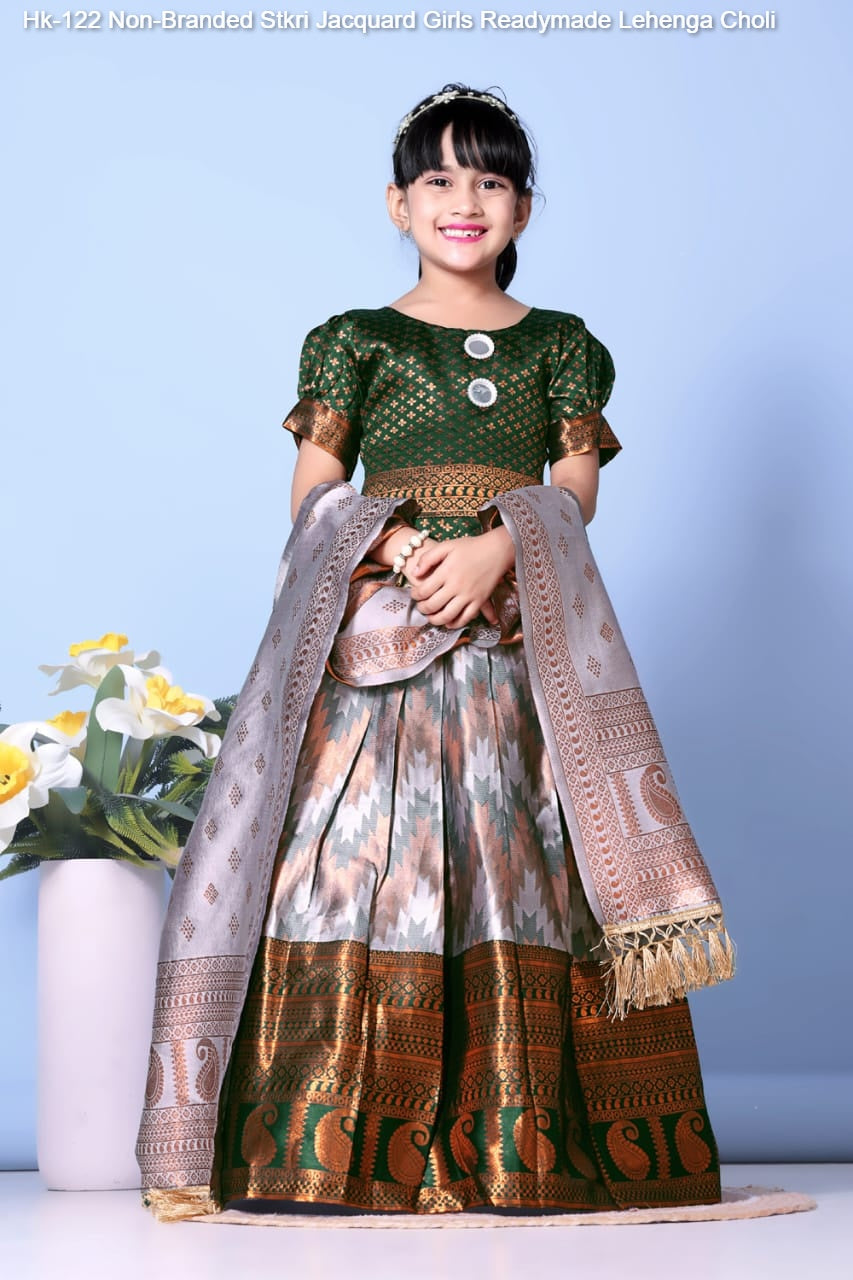 Hk-122 Non-Branded Stkri Jacquard Girls Readymade Lehenga Choli