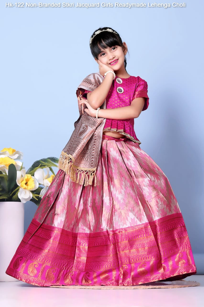 Hk-122 Non-Branded Stkri Jacquard Girls Readymade Lehenga Choli