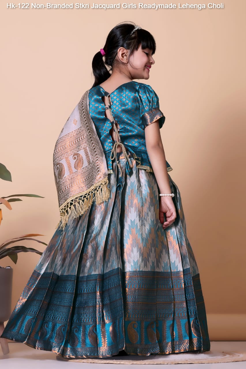 Hk-122 Non-Branded Stkri Jacquard Girls Readymade Lehenga Choli