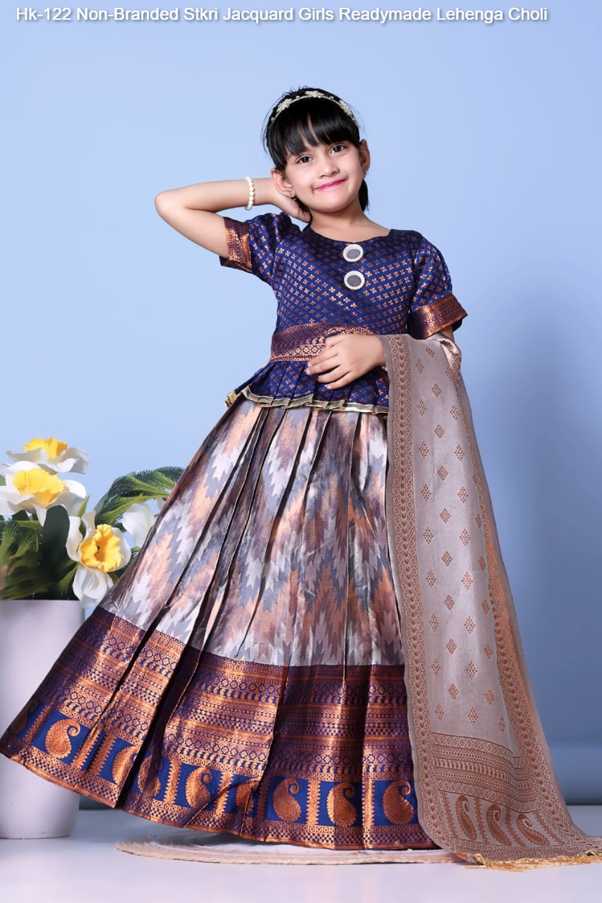 Hk-122 Non-Branded Stkri Jacquard Girls Readymade Lehenga Choli