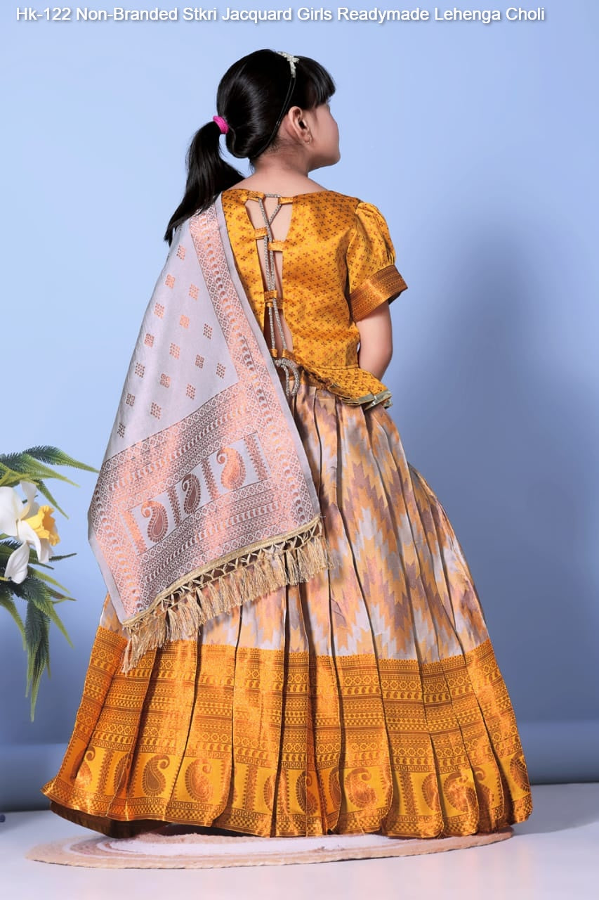 Hk-122 Non-Branded Stkri Jacquard Girls Readymade Lehenga Choli