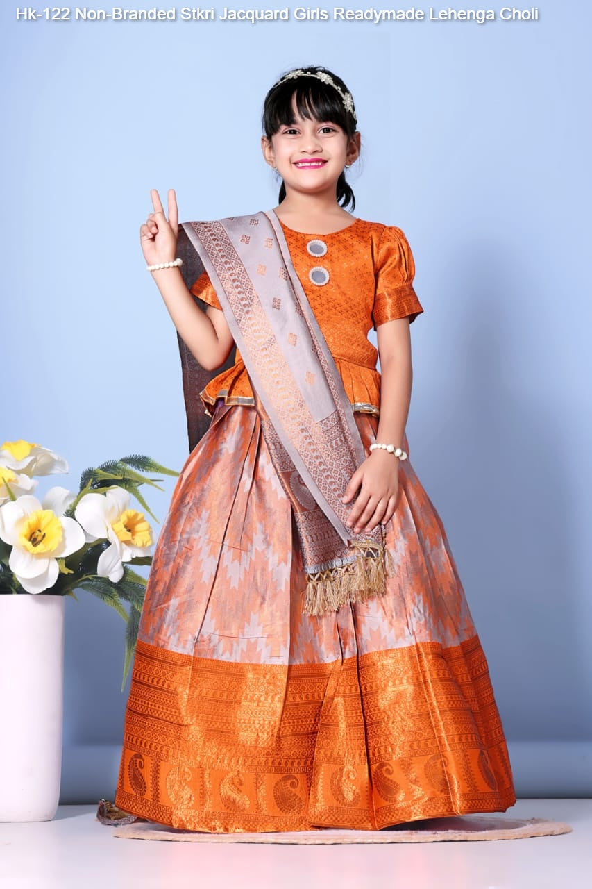 Hk-122 Non-Branded Stkri Jacquard Girls Readymade Lehenga Choli