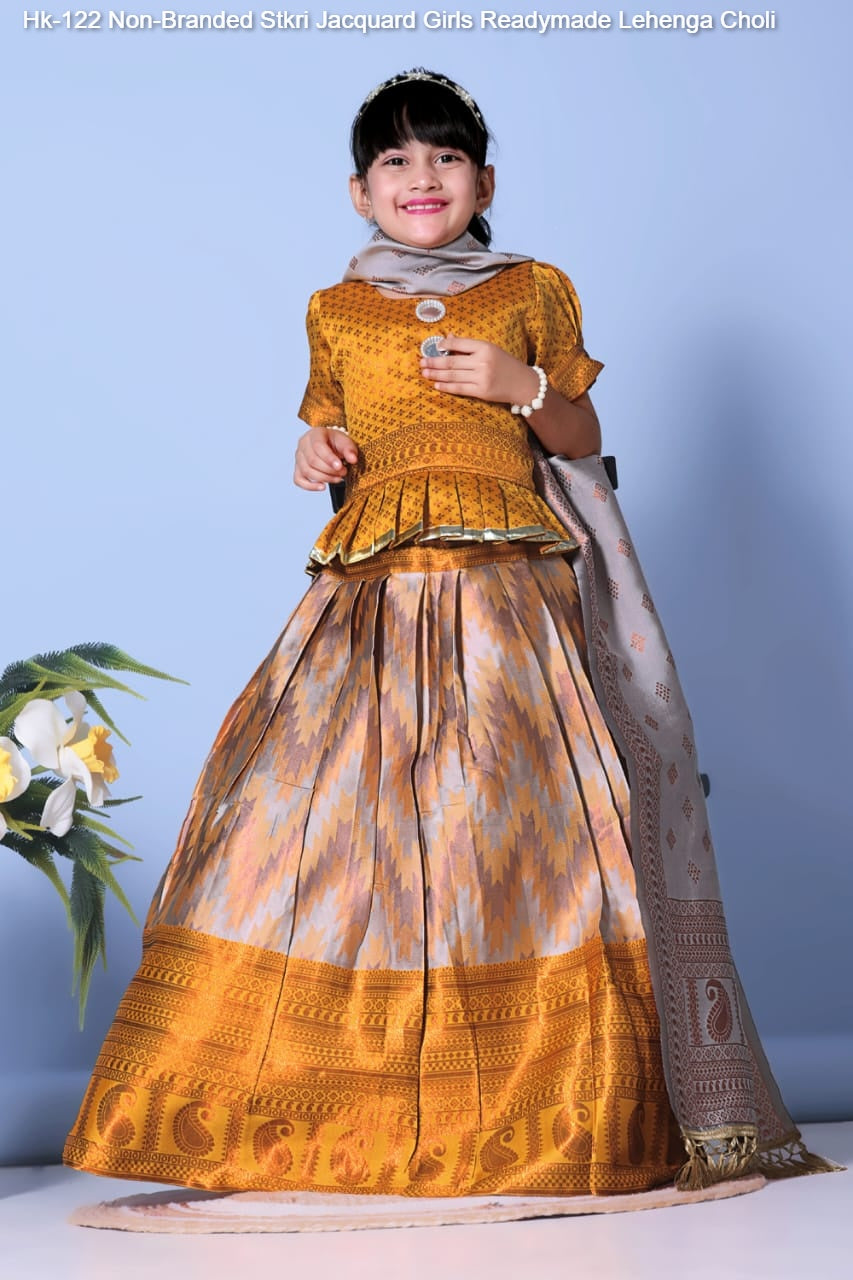Hk-122 Non-Branded Stkri Jacquard Girls Readymade Lehenga Choli